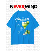 The Margarita Baskılı Oversize Tişört - %100 Pamuk Unisex (Mavi)