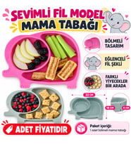 Mey İthalat® Bebek ve Çocuk için Sevimli Fil Model Desenli Yemek Bebek Mama Kabı Bölmeli Tabak (adet fiyatıdır)