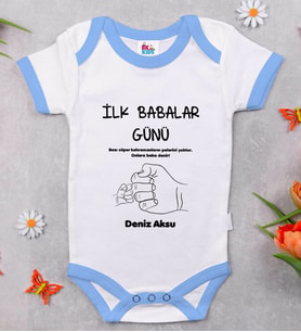 BK Kids Kişiye Özel Mavi Bebek Body Zıbın - Model 27