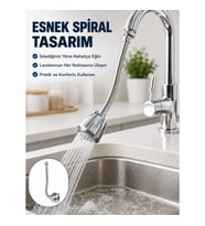 Mey İthalat® Çok Fonksiyonlu Musluk Uzatma Aparatı 360° Hareketli Krom Musluk Başlığı