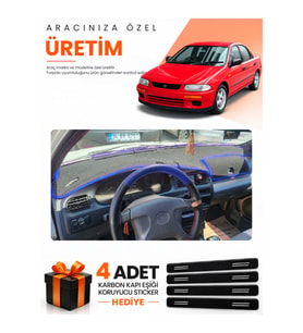 MAZDA 323 FAMİLİA KAPAKLI (1994-1998) Uyumlu Torpido Koruma Örtüsü Oto Kılıfı - Siyah Mavi