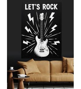 Let'S Rock Gitar Simgesi Dekoratif Kanvas - Mdf Ahşap Tablo