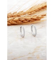 15 Mm Taşlı Rodyumlu Gümüş Halka Küpe 7134