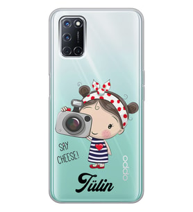 Oppo Foto Çeken Kız Tasarımlı Şeffaf Telefon Kılıfı