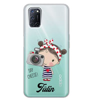 Oppo Foto Çeken Kız Tasarımlı Şeffaf Telefon Kılıfı