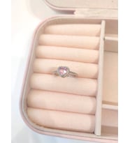 Kadın Silver Zirkon Taşlı Ayarlanabilir Kalpli Pandora Model Yüzük (Pembe)