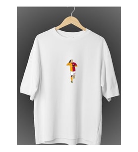Mauro Sarı-Kırmızı Konsept Beyaz Oversize T-shirt