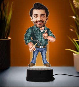 Doğum Günü Hediyesi,Sevgiliye Hediye, Kişiye Özel Fotoğraflı Tamirci  2 Karikatür 3D Led Lamba (Beyaz)