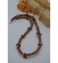 STONEAGE JASPER VE CAM İNCİ KOLYE (Altın / Dore)