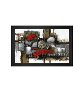 Soyut Şekiller Motifli Kanvas Tablo 50 x 70 cm Siyah Çerçeve