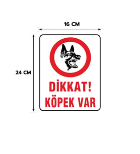 6 Adet Dikkat Köpek Var İzinsiz Girilmez Yapışkanlı Sticker Levha, 16x24, 20x30 (A4), 30x42 (A3) Cm Boyut Seçeneklerinde Folyo Baskı Sticker, Kişiselleştirilebilir Levha