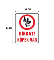 6 Adet Dikkat Köpek Var İzinsiz Girilmez Yapışkanlı Sticker Levha, 16x24, 20x30 (A4), 30x42 (A3) Cm Boyut Seçeneklerinde Folyo Baskı Sticker, Kişiselleştirilebilir Levha