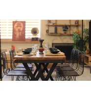 Ntconcept Açık Ceviz Renk Kalın Kenar Masif Doğal Ağaç Yemek Masası(100cm-210cm)