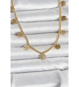 316L Çelik Gold Renk Yaşam Ağacı Model Kadın Kolye 5886 - GLST8684-9447