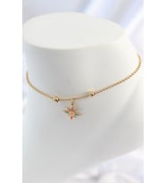 Çelik Gold Renk Topçuk Detay Renkli Çiçek Model Kadın Halhal