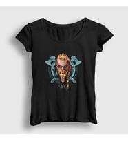 Presmono Kadın Siyah Axes Assassin's Creed T-Shirt 24176tt