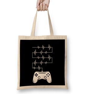 Gamer Heartbeat Video Game Lover 01 Bez Çanta Uzun Saplı