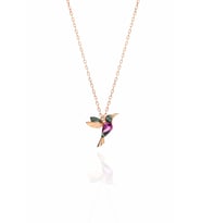 Elika Silver Kadın Ruby Renkli Kuş 925 Ayar Gümüş Kolye
