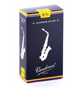 Vandoren SR2135 Traditional Mavi Kutu Alto Saksafon Kamışı No: 3.5 (Profesyonel) - 10'lu Paket  Kararlı Ton Yapısı ve Zengin Harmonik İçerik