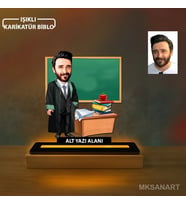 Kişiye Özel Hukuk Ogretmenler Günü Karikatürlü 14 cm MDF Işıklı Biblo - Öğretmen Hediyesi Öğretmenler Günü Hediyesi