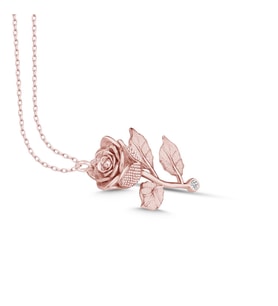 Gümüş Kolye Pırlanta Kolye (GÜL Kırmızı) (Rose - Gümüş)