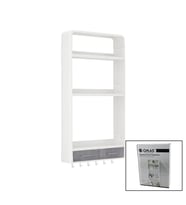 BEYAZ YAPIŞKANLI DUVAR ORGANİZERİ PLASTİK 3 RAF=14CM-19CM-30CM - 2 ÇEKMECE=40CM - 6 ASKI 19 PARÇA (Standart)