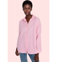Kadın Oversize Pamuklu Dokuma Gömlek Basic Kalıp Günlük Kullanım İçin Yaz Aylarının Vazgeçilmezi (Pembe)