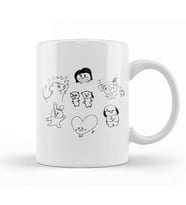 Bts Bt21 Drawing Black Kupa Bardak Porselen