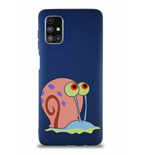 Samsung Galaxy M51 Soft Premier Kapak Salyangoz Gary Tasarımlı Silikon Kılıf - Lacivert (Şeffaf)