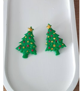 Yılbaşı Yeniyıl Tasarım Noel Çam Ağacı Şeklinde Küpe