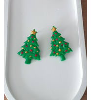 Yılbaşı Yeniyıl Tasarım Noel Çam Ağacı Şeklinde Küpe