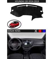 Hyundai I20 2014-2019 Için Uygun Torpido Koruma Halısı Siyah Kenar Renk Siyah