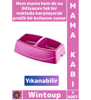 #MamaKabı Dayanıklı Plastik Evcil Hayvan Kedi Köpek Su Kabı Ergonomik Şık İkili Küçük Mama Kabı