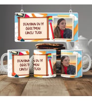 Öğretmenler için Fotoğraflı Yazılı Kupa Bardak, Kişiye Özel Tasarım Kahve Kupası, 330ml, Beyaz (Doğal Beyaz)