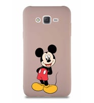 Samsung Galaxy J7 Core Soft Premier Kapak Mickey Mouse-B Tasarımlı Silikon Kılıf - Pudra (Şeffaf)