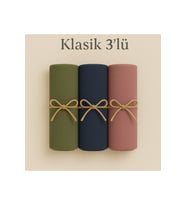 Penye Pamuksu Şal Klasik 3 lü Set (Haki)