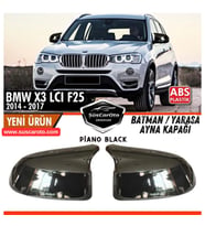 BMW X3 LCI F25 2014-2017 Uyumlu Batman Yarasa Ayna Kapağı Piano Black ABS Plastik Sağ Sol Takım