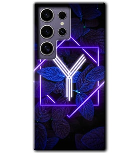 Galaxy S24 Ultra Kılıf HD Desen Baskılı Kılıf - Dark Neon Yaprak Y Harfi