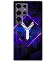 Galaxy S24 Ultra Kılıf HD Desen Baskılı Kılıf - Dark Neon Yaprak Y Harfi