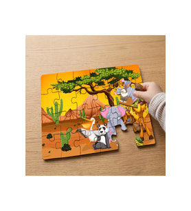 Sevimli Orman Hayvanları Tasarımlı 24 Parça Ahşap Çocuk Puzzle MPK1219
