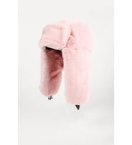 Pudra Pembe Kürk Şapka - Peluş Şapka