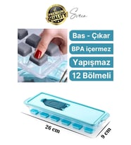 Premium 12 Bölmeli Pratik Bas Çıkar Silikon Buzluk Yapışmaz Kalıp Sızdırmaz Kapaklı Hava Geçirmez