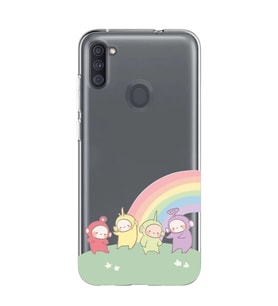 Samsung Galaxy M21 Uyumlu Teletubbies Desenli Şeffaf Telefon Kılıfı