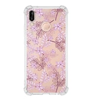PrintiFy Huawei P20 Lite Uyumlu Köşe Korumalı Floral Pudra Tasarımlı Şeffaf Silikon Kılıf