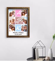BK Gift Kişiye Özel Aşk Temalı Doğal Masif Ahşap Çerçeveli Tablo 45x65cm-1
