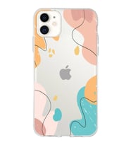 Apple iPhone 11 Uyumlu Kapak Karışık Renkler Tasarımlı Şeffaf Silikon Kılıf