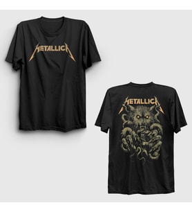 Presmono Unisex Siyah The Wolf Metallica Sırt Baskılı T-Shirt 518101tt