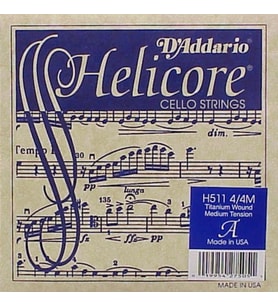 D'Addario H511 Helicore Tek Çello La (A) Teli (4/4)  Krom Sarım ile Parlak ve Odaklanmış Tını İnce Çaplı Rahat Çalım ve Hızlı Akort İstikrarı