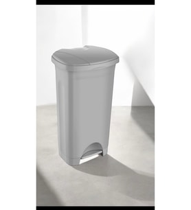 50 Lt Slim Plastik Çöp Kovası, Kapaklı, Gri, 65x35x43 cm