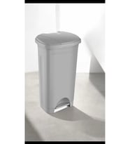 50 Lt Slim Plastik Çöp Kovası, Kapaklı, Gri, 65x35x43 cm